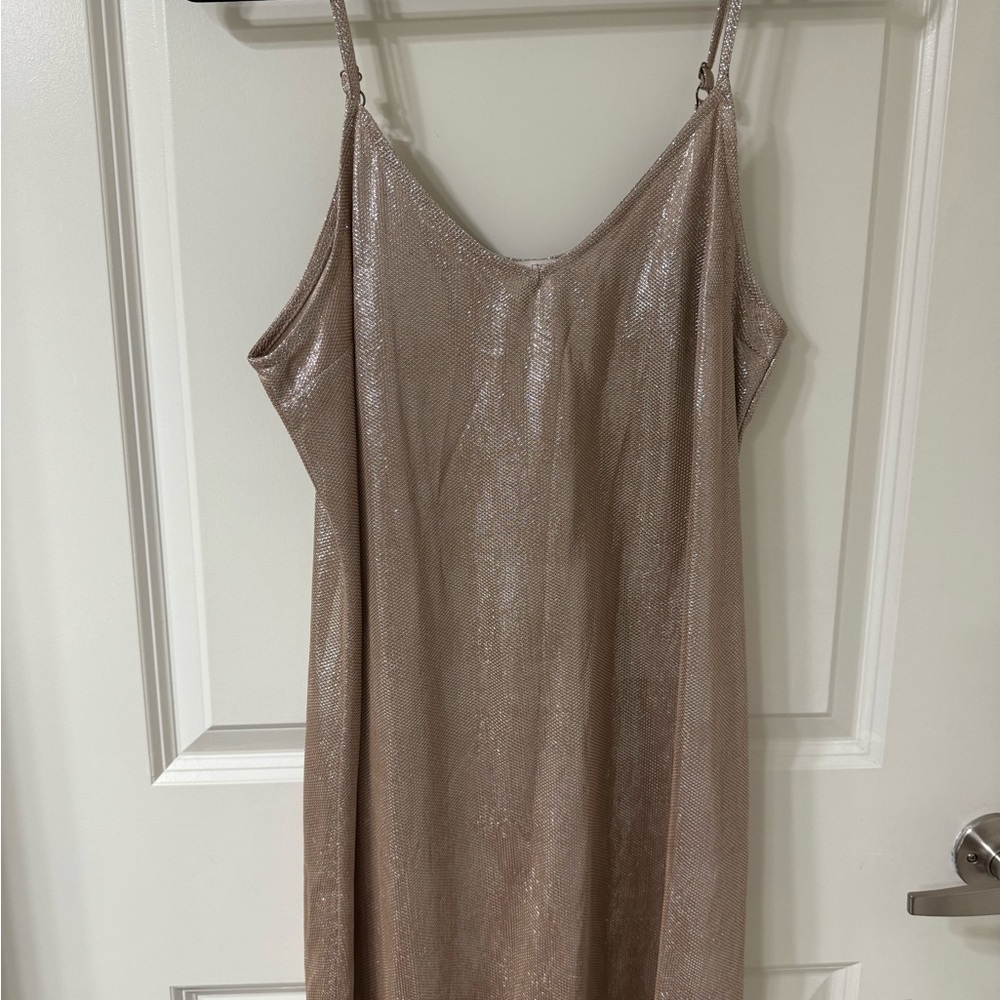 Shimmering Metallic Slip Dress